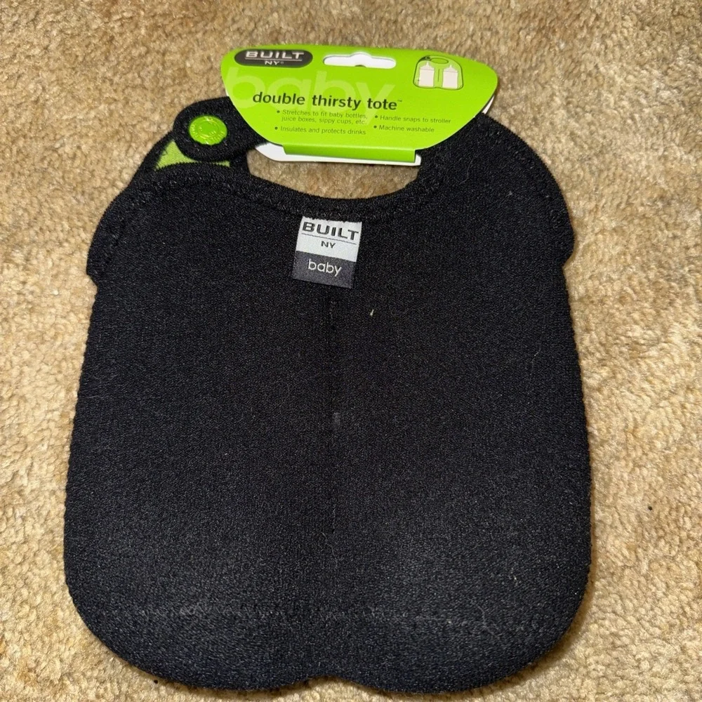Built NY Double Thirsty Tote Neoprene Insulated Baby Bag Holder Black NWT